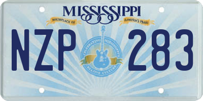 MS license plate NZP283