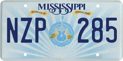 MS license plate NZP285