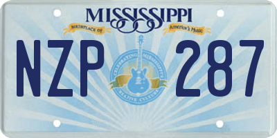 MS license plate NZP287