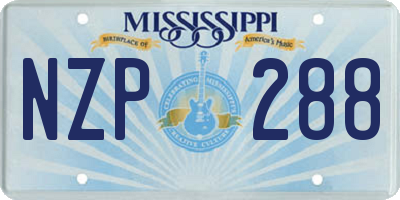 MS license plate NZP288