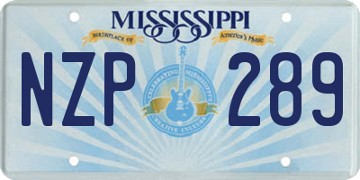 MS license plate NZP289