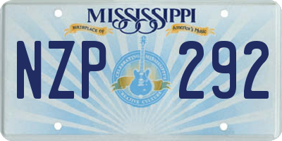 MS license plate NZP292