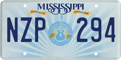 MS license plate NZP294
