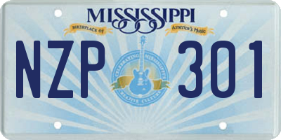 MS license plate NZP301