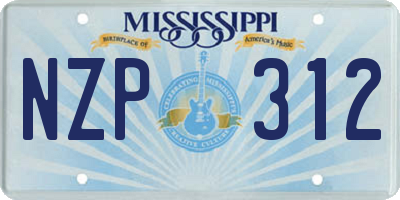 MS license plate NZP312