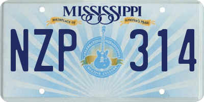 MS license plate NZP314