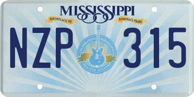 MS license plate NZP315