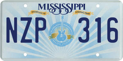 MS license plate NZP316