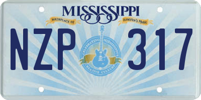 MS license plate NZP317