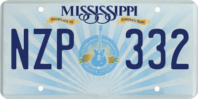 MS license plate NZP332