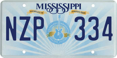 MS license plate NZP334