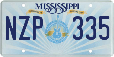 MS license plate NZP335
