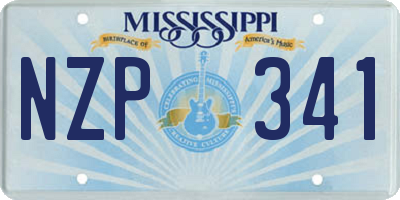 MS license plate NZP341