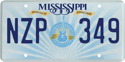 MS license plate NZP349