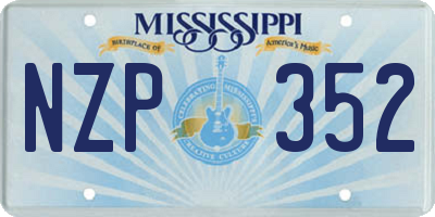 MS license plate NZP352