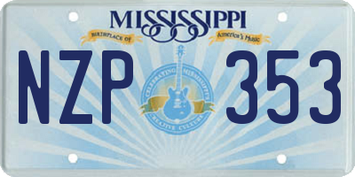 MS license plate NZP353