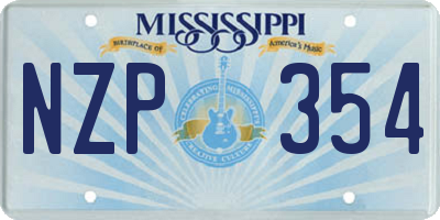 MS license plate NZP354