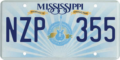 MS license plate NZP355