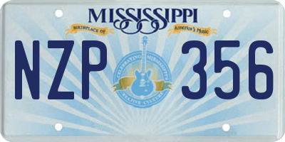 MS license plate NZP356