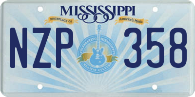 MS license plate NZP358
