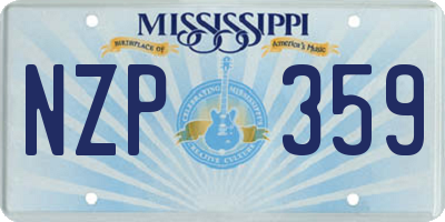MS license plate NZP359