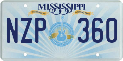 MS license plate NZP360
