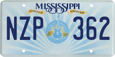 MS license plate NZP362