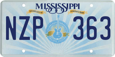 MS license plate NZP363