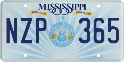 MS license plate NZP365
