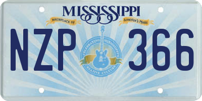MS license plate NZP366