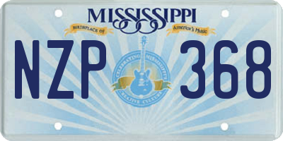 MS license plate NZP368