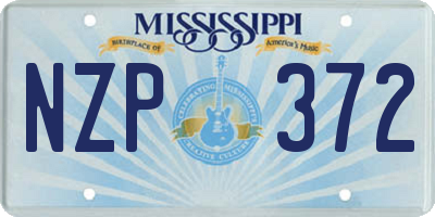 MS license plate NZP372