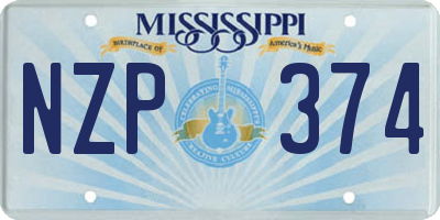 MS license plate NZP374