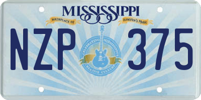 MS license plate NZP375