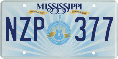 MS license plate NZP377