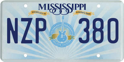 MS license plate NZP380