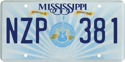 MS license plate NZP381