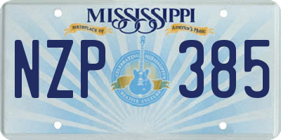 MS license plate NZP385