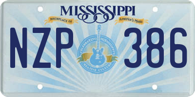 MS license plate NZP386