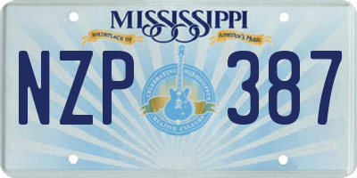 MS license plate NZP387