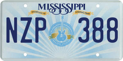 MS license plate NZP388