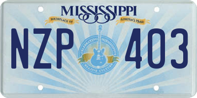 MS license plate NZP403
