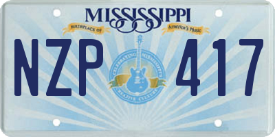 MS license plate NZP417