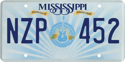 MS license plate NZP452