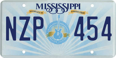 MS license plate NZP454