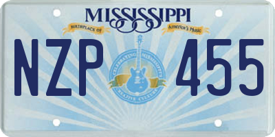 MS license plate NZP455