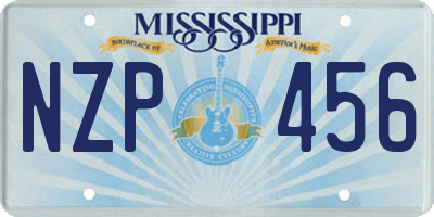 MS license plate NZP456