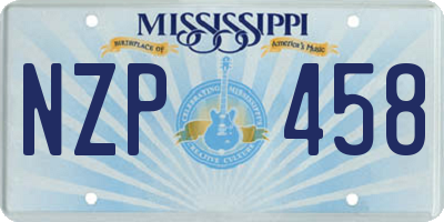 MS license plate NZP458