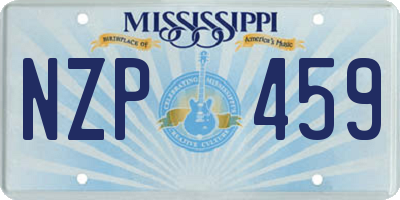 MS license plate NZP459