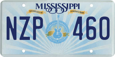 MS license plate NZP460